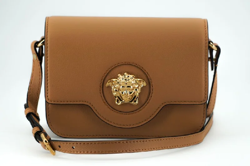 Versace Elegant Calf Leather Shoulder Bag in Brown