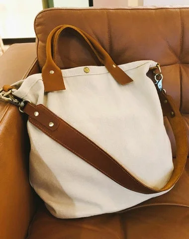 White Canvas Tote Bag Canvas Handbag Womens Canvas Shoulder Tote Bag for Men