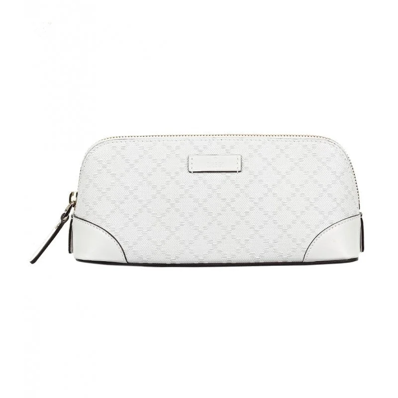 Gucci White leather diamante cosmetic case